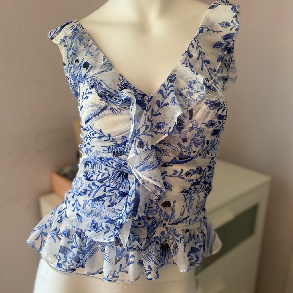 Misa Blue And White Top Size Xs